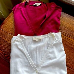 Two long sleeve V neck loft sweaters XL